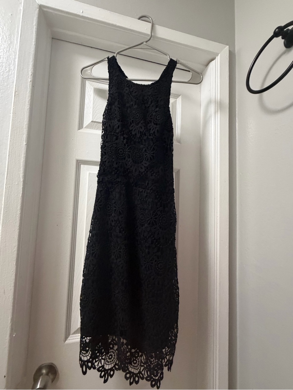Hollister Black Floral Lace Midi Dress